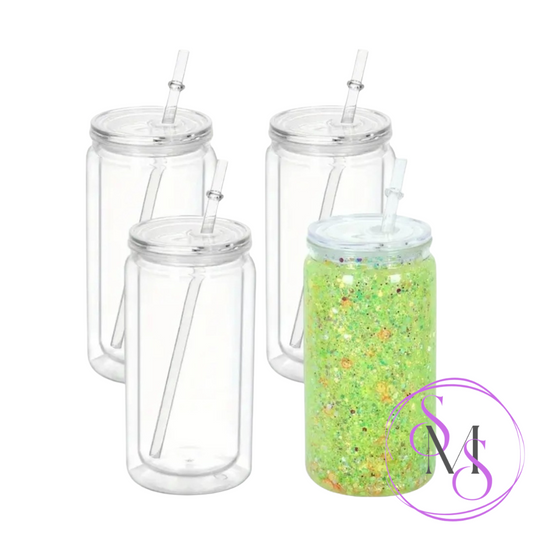 Blank 16oz Snowglobe Mason Jar