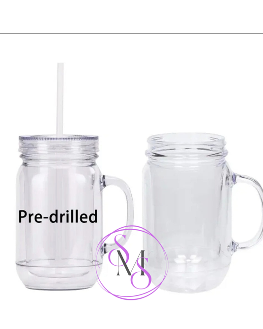 Blank 17oz Snowglobe Mason Cup with Handle